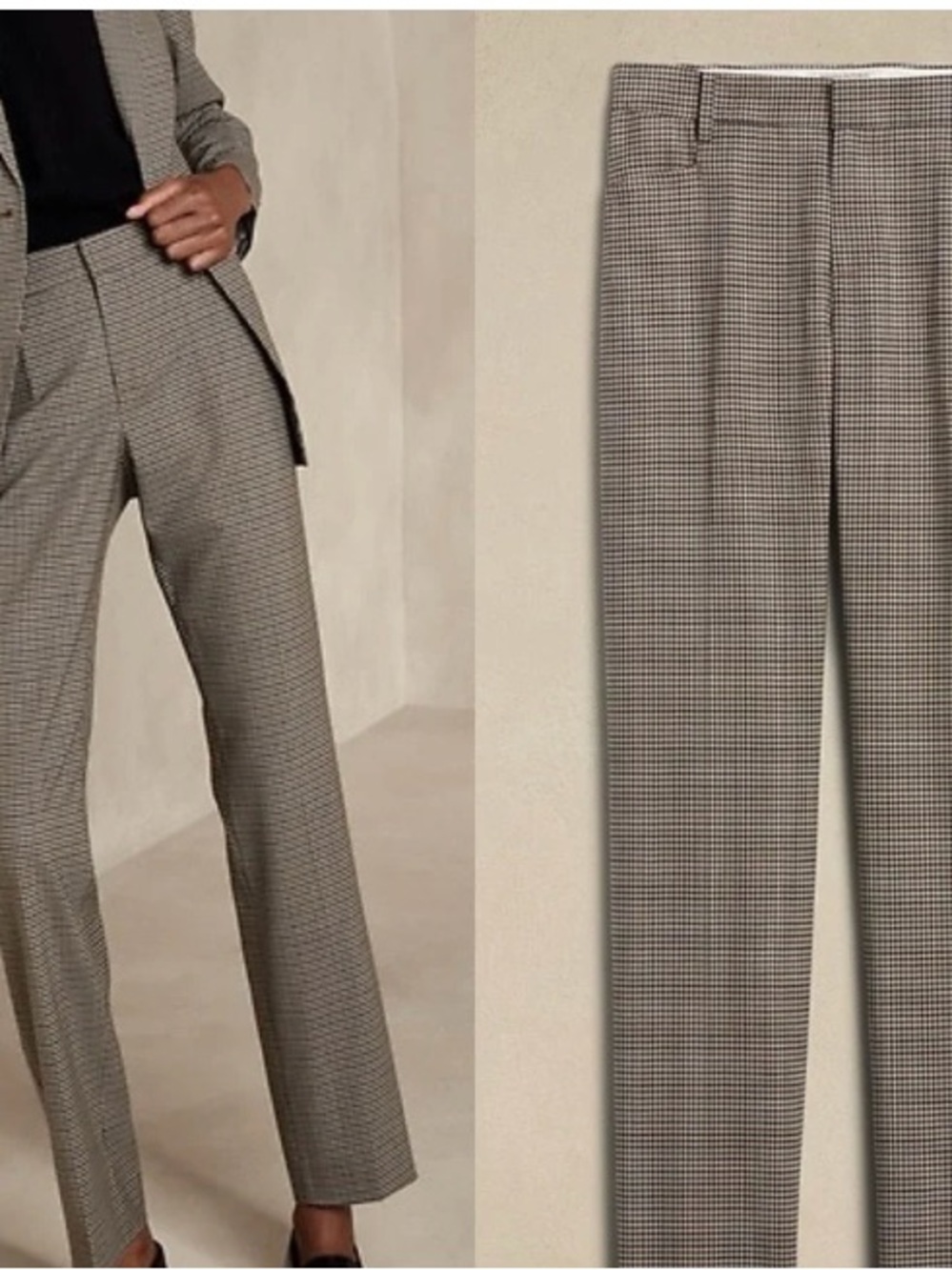 Banana Republic Straight Leg high waisted italian wool Houndstooth trousers